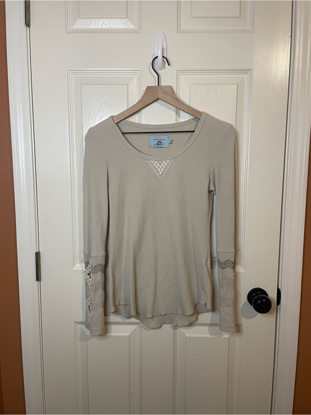 Judith March Lace Crochet Thermal Long Sleeve Western Boho Size Medium